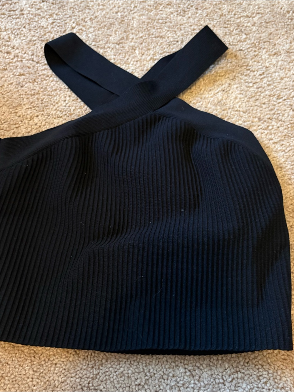 Sincerely Jules Black Textured Crossback Top
